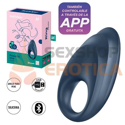 Powerful One Anillo vibrador con control via APP y carga USB